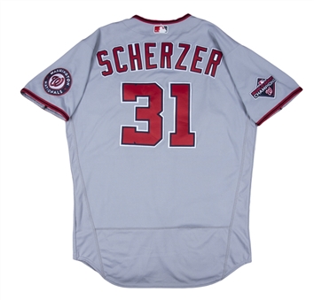 2020 Max Scherzer Game Used & Photo Matched Washington Nationals Road Jersey - Matched To 8/11/20 & 8/16/20 Games - 2 Wins and 17 Strikeouts (Sports Investors Authentication & MLB Authenticated)